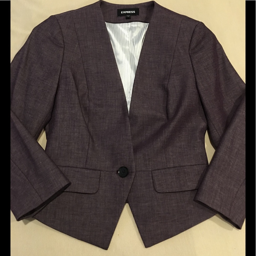 Express dark purple cutaway blazer